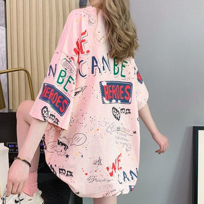 スタイリッシュ 切り替え 一目惚れ プリント Tシャツ カットソー＜F-3540＞