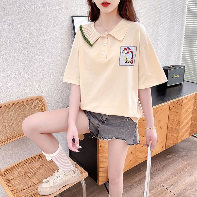 絶対欲しい キュート 定番シンプル 切り替え 全2色 半袖TシャツF-8742