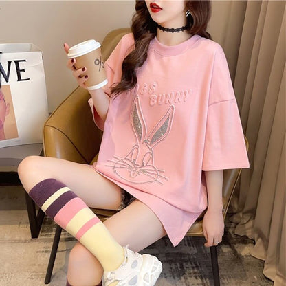 オシャレ度満点 切り替え 着心地抜群 プリント Tシャツ カットソー＜F-3549＞