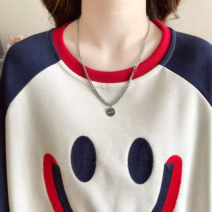 秋の新作スマイル長袖Tシャツトップス<F-5028>