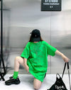 売り切れ必至 ゆったり ファッション感満々 ロング丈 3色半袖Tシャツ＜F-9086＞