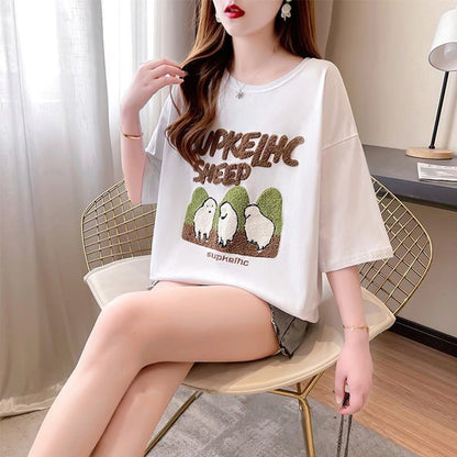 合わせやすい   チャーミング Tシャツ カットソー＜F-3480＞