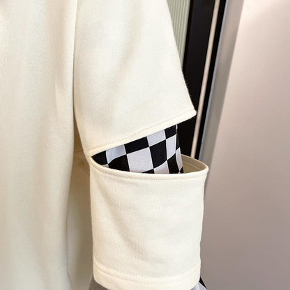 【半額！期間限定！！】定番シンプル   チェック柄アルファベットプリント