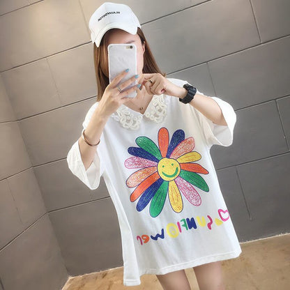 大人可愛い   ゆったり 三色半袖Tシャツ＜F-8129＞