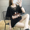 エレガントなレースステッチ半袖Tシャツ<F-3030>