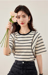 好感度UP ファッション カジュアル エレガント ストライプ柄 Tシャツ<F-8327>