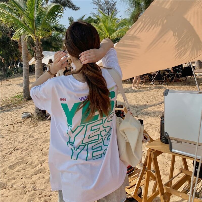 着心地良い   アルファベット Tシャツ ゆったり半袖 ＜F-2851＞
