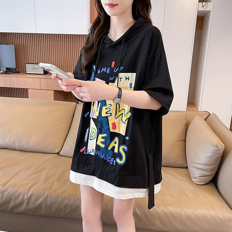デザイン性抜群 偽二枚 ファッション 半袖 Tシャツ F-13333