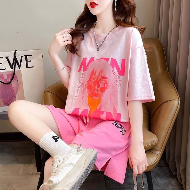 好感度UP カジュアル ファッション 上質 Ｔシャツⅹパンツセット<F-8456>