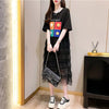 美人度アップ   デザイン感 プリント ワンピース＜F-3485＞