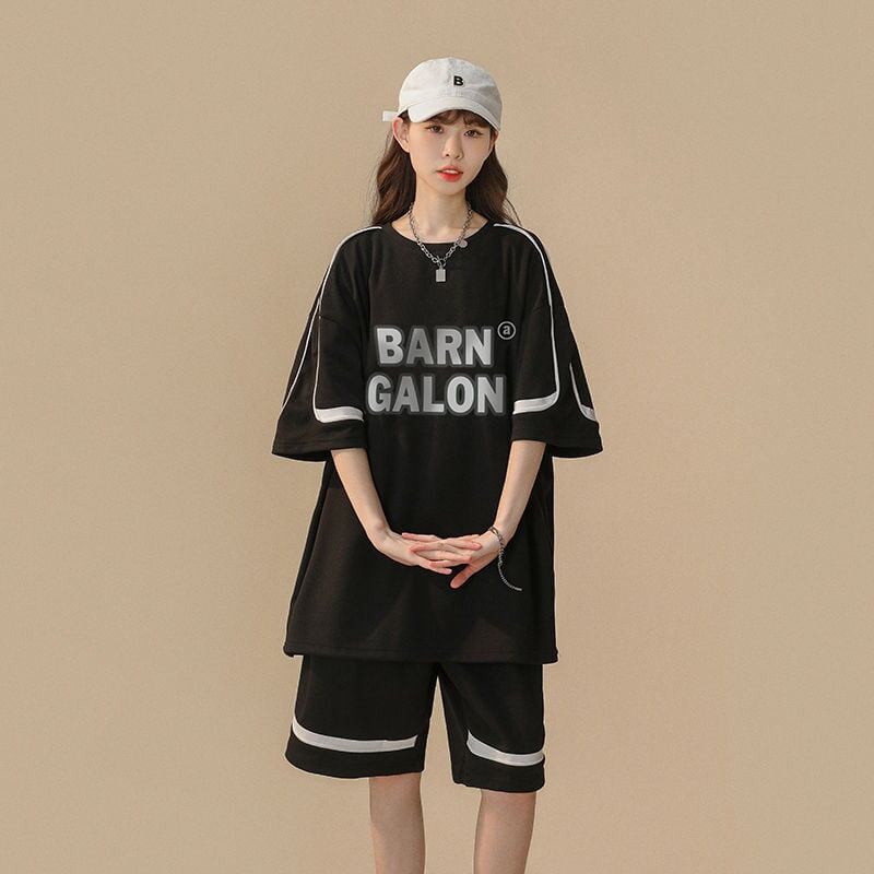大好評 ファッション カジュアル ルーズ半袖ＴシャツⅹパンツセットF-6539