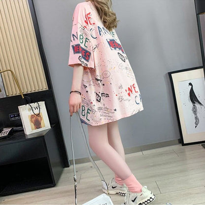 スタイリッシュ 切り替え 一目惚れ プリント Tシャツ カットソー＜F-3540＞