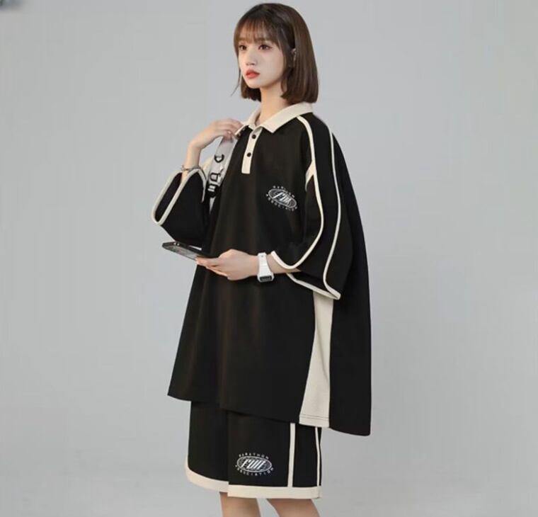 定番シンプル 半袖Ｔシャツⅹパンツセット 絶対流行 男女兼用F-6538