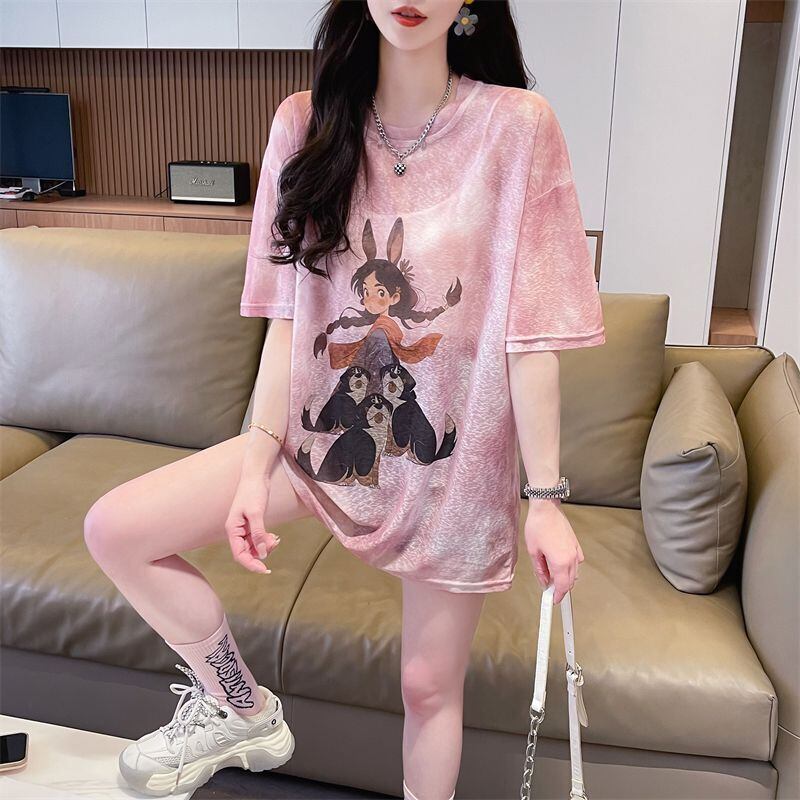 着回し力抜群 絞り染め アバンギャルド プリント 3色選択 半袖Tシャツ＜F-8575＞
