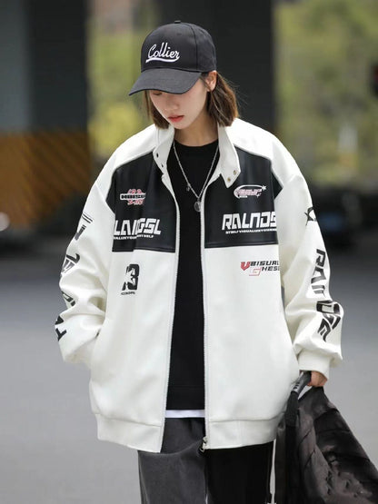 カジュアル 2色選択 切り替え 厚みパッド入り レザー男女兼用 ジャケット F-10494