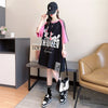 キュートなウサギのカラーブロック半袖Tシャツ<F-2989>