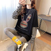 組み合わせやすい   ストライプ柄 二色 長袖Tシャツ ＜F-4006＞