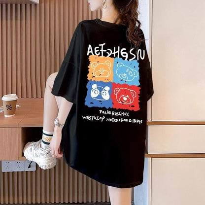 大活躍 プリント カジュアル 5色選択 半袖Tシャツ＜F-8584＞