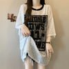 超人気 アバンギャルド 絶対流行 レース プリント全2色 半袖TシャツF-8798