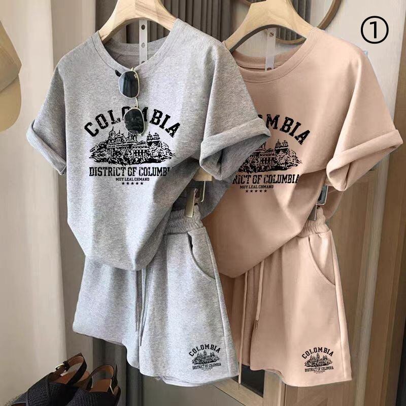 カジュアル 半袖 全４色 Tシャツ ショートパンツ セットアップ ＜F-11598＞