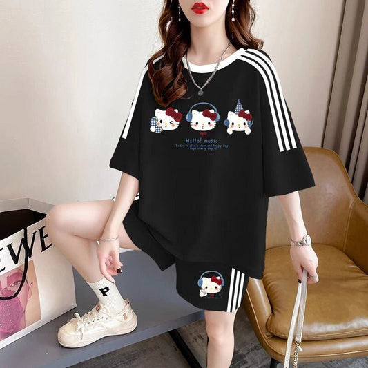 夏に嬉しい機能付き  カジュアル 半袖Ｔシャツⅹパンツセット全3色<F-11473>