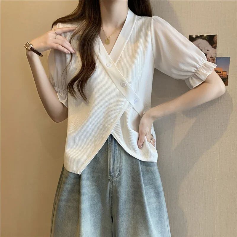 絶対流行 ストライプ柄 カジュアル Vネック 全3色 半袖 Tシャツ＜F-8733＞
