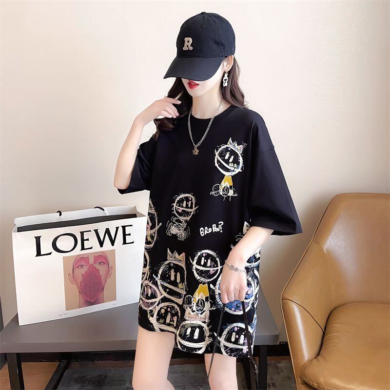 新商品 大人可愛い 大活躍 カジュアル キュートプリント 全2色 半袖Tシャツ＜F-8595＞