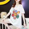 大人可愛い 切り替え レース 透かし彫り プリント全2色 半袖Tシャツ カットソー ＜F-8560＞