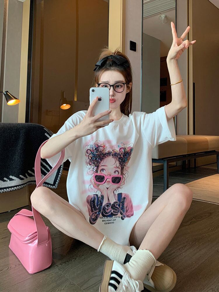【半額！期間限定！！】大人可愛い上質 キュートプリント カジュアル 半袖Tシャツ＜F-8593＞