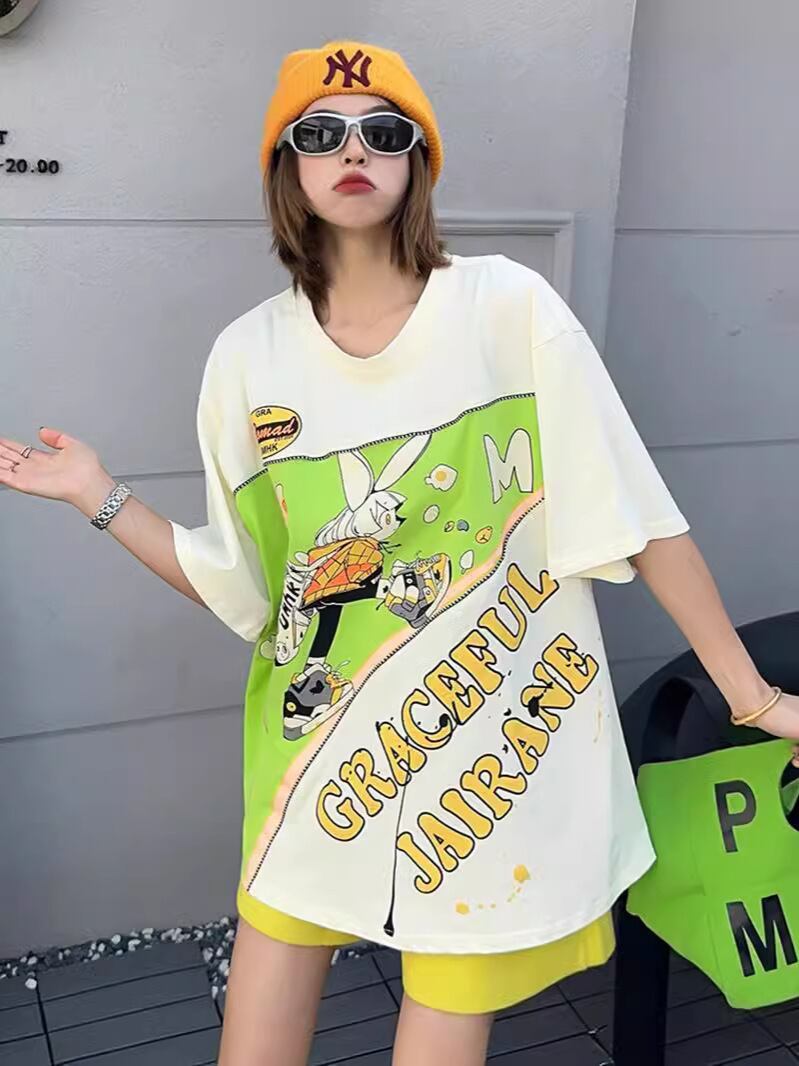 着回し力抜群 ファッション 個性派 レース プリント全3色 半袖TシャツF-8981