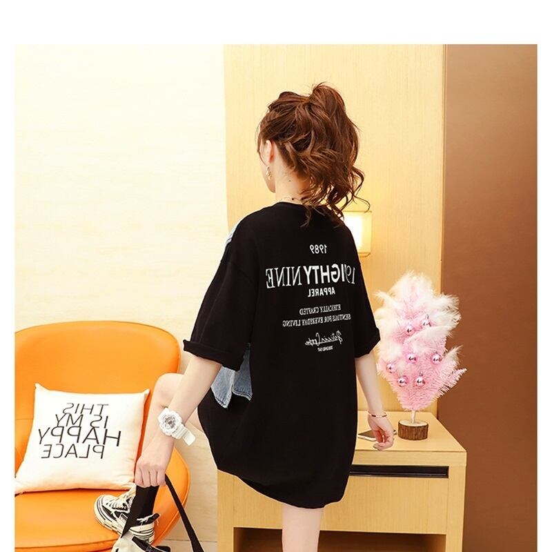 着回し力抜群 レイヤード風 カジュアル ゆったり 2色選択 半袖Tシャツ＜F-8958＞