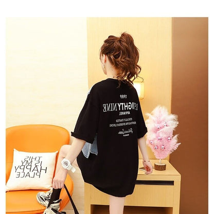 着回し力抜群 レイヤード風 カジュアル ゆったり 2色選択 半袖Tシャツ＜F-8958＞