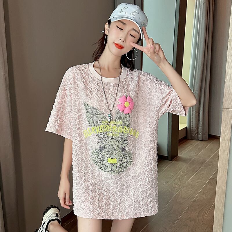 話題沸騰中 キュート カジュアル ホットダイヤモンド 半袖Tシャツ＜F-8626＞