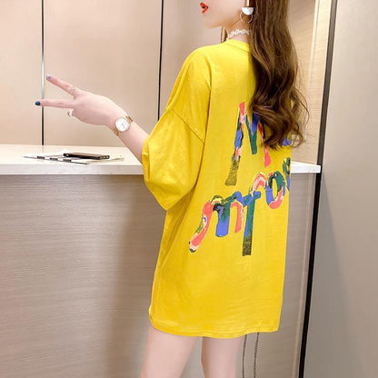 絶対流行 プリント ファッション ゆったり 全4色 半袖 Tシャツ＜F-11523＞