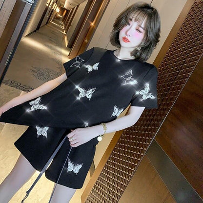 新作 ファッション 絶対欲しい 海外トレンド 半袖 Tシャツ ショートパンツ セットアップ<F-6726>
