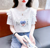 新商品 大人可愛い 話題沸騰中 ホットダイヤモンド 全3色 半袖TシャツF-8868