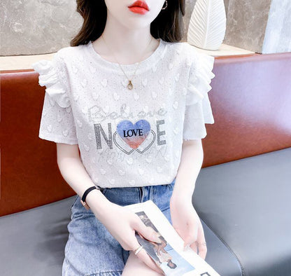 新商品 大人可愛い 話題沸騰中 ホットダイヤモンド 全3色 半袖TシャツF-8868