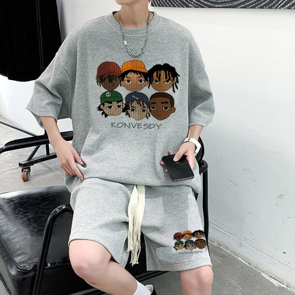 大注目 組み合わせやすい　半袖 Tシャツ＋パンツ 4色　セットアップ F-13149