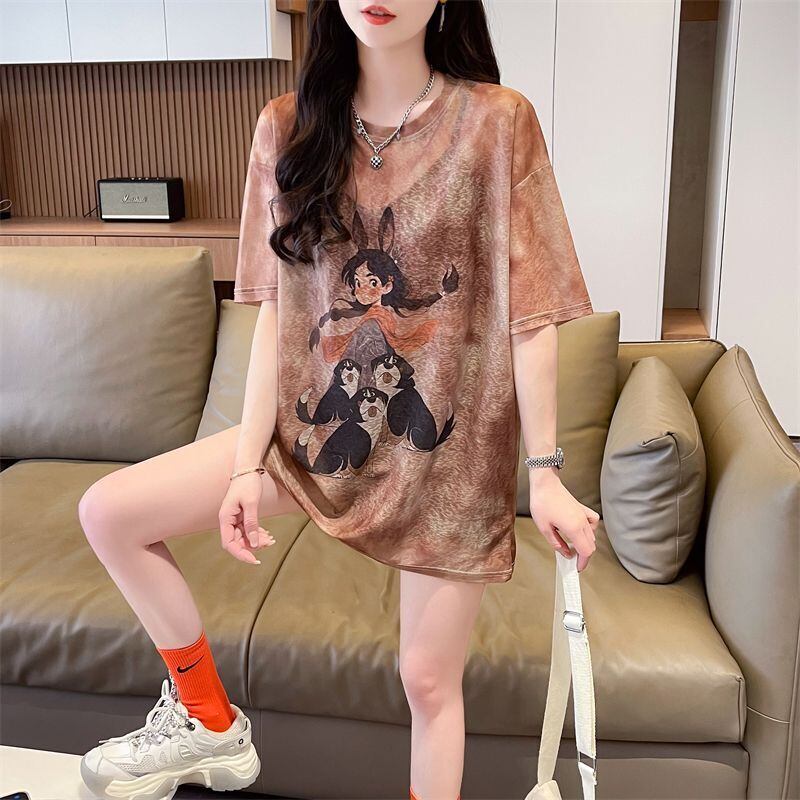 着回し力抜群 絞り染め アバンギャルド プリント 3色選択 半袖Tシャツ＜F-8575＞