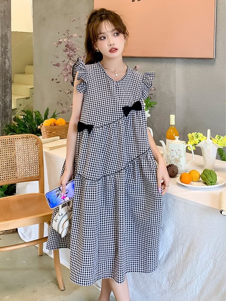 超人気 シンプル 大人可愛い チェック柄 フロックF-8144
