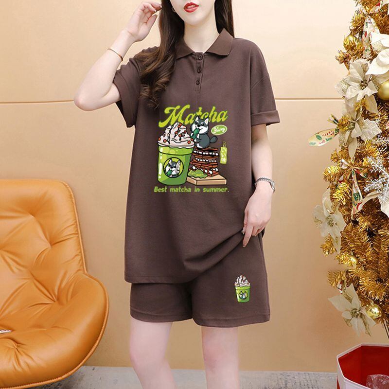 超人気 プリント カジュアル 半袖Ｔシャツⅹパンツセット全3色 <F-8528>