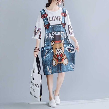 旅行Ｔシャツ 夏 レディース 膝丈 プリント 大きいサイズ ゆったりさらっと涼しい <F-656>