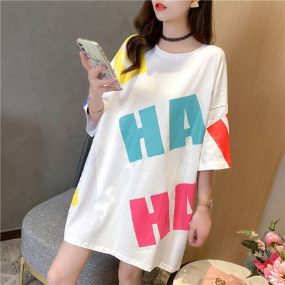 新商品 カジュアル 話題沸騰中 ルーズ プリント 全3色 半袖TシャツF-8721