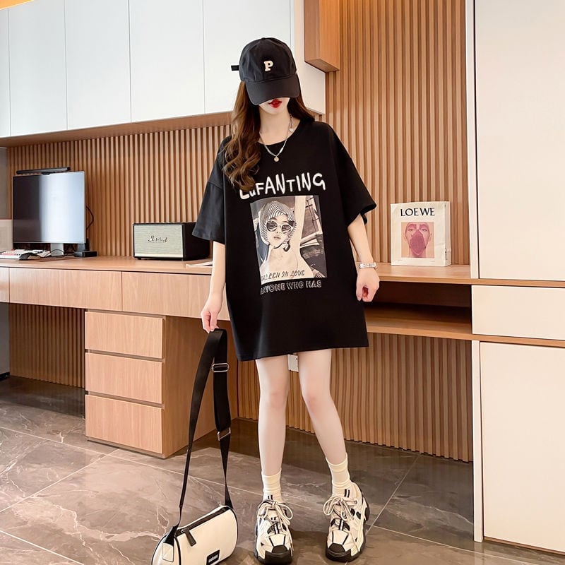 質感のいい 半袖 ラウンドネック Tシャツ ワンピース ＜F-8638＞
