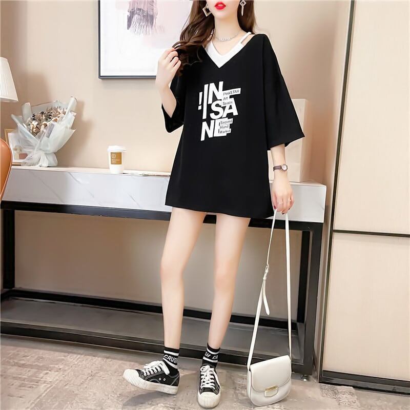 売れ筋   Vネック ゆったり 着せ 半袖 Tシャツ ＜F-2005＞