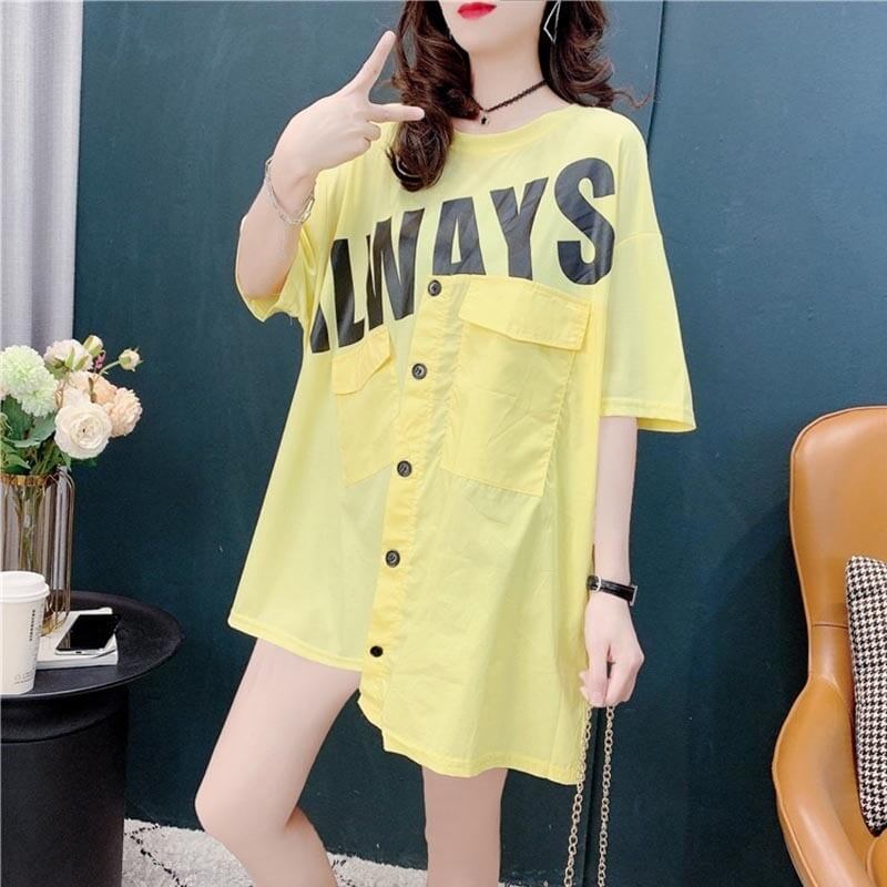 合わせやすい   デザイン感 Tシャツ カットソー＜F-3637＞