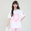 着回し力抜群 レース スウィートプリント 全2色 半袖Tシャツ ＜F-8711＞