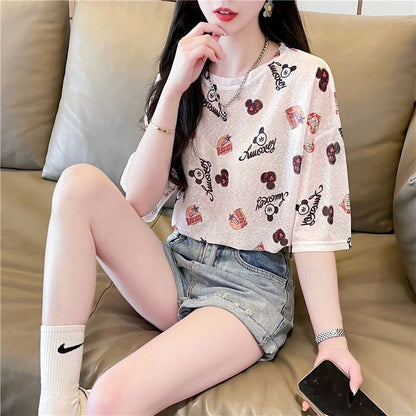 【半額！期間限定！！】売り切れ必至 アバンギャルド カジュアル プリント 半袖Tシャツ＜F-8577＞