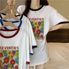着せ   プリント Tシャツ 四色 ゆったり半袖 ＜F-3019＞