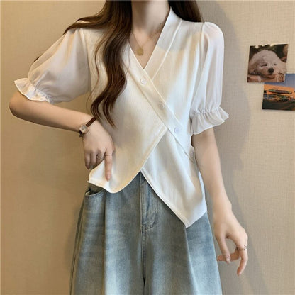 絶対流行 ストライプ柄 カジュアル Vネック 全3色 半袖 Tシャツ＜F-8733＞